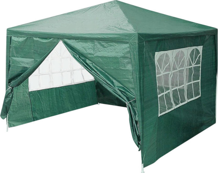 MultiGarden Zahradní altán skládací 3 × 3 × 2,5 m, 4 boční stěny, zelený