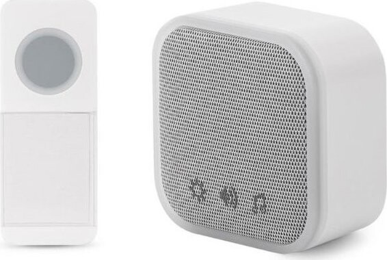 Entac Bezdrôtový zvonček na batérie + tlačidlo, bez zásuvky, biely