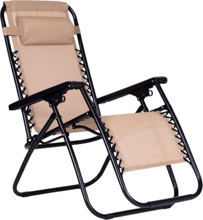 MultiGarden ZRL009 Skládací zahradní lehátko s polštářem ZERO GRAVITY, béžové