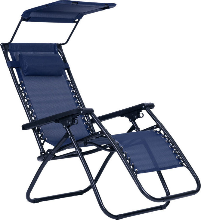 MultiGarden ZRL009 Zahradní polohovací lehátko se stříškou, modré