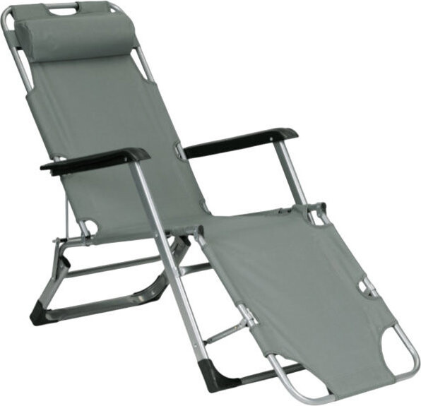 MultiGarden ZRL010F Zahradní lehátko s opěrkou hlavy, skládací, 2v1, šedé