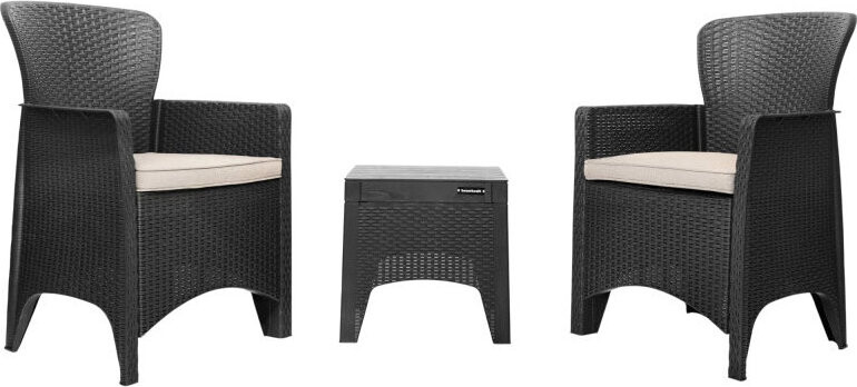 Bauerkraft H-058 Zahradní nábytek - 2 křesla s podsedáky, stolek, černý