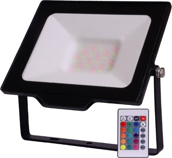 AVIDE Prémiový stmívatelný LED reflektor černý 30W RGB, mlžné sklo, s dálkovým ovládáním