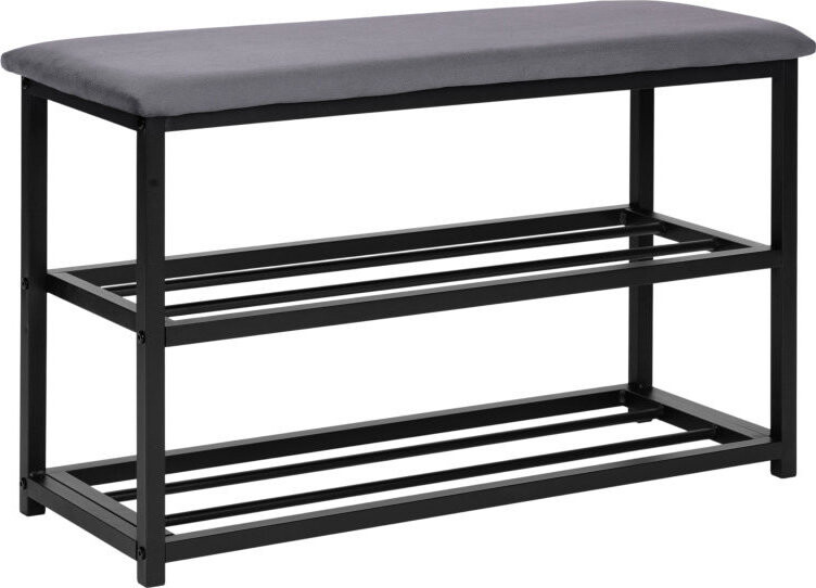 ModernHome TH-SCS-4 Botník s čalouněnou lavicí 80 cm, 2 police, černý