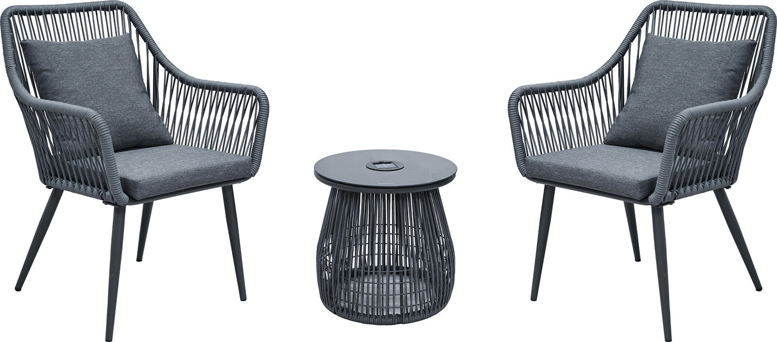 Autronic Záhradná súprava 1 + 2 Lunara, kov, tvrdené sklo, sivá