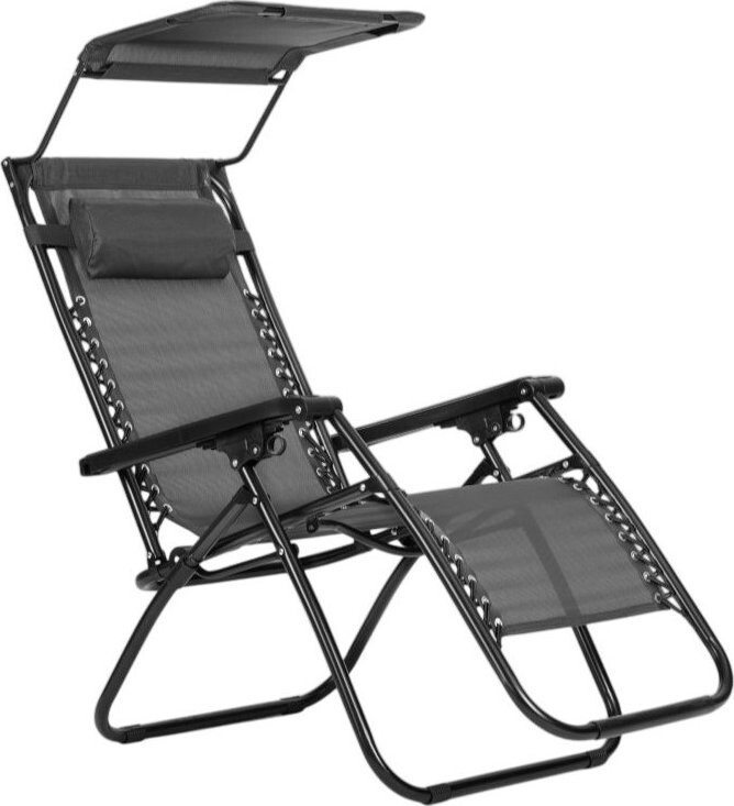 MultiGarden ZRL009 Zahradní polohovací lehátko se stříškou, šedé
