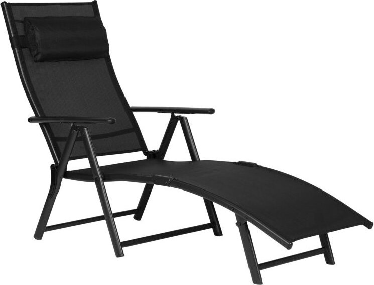 MultiGarden ZRL020 Hliníkové polohovací lehátko, nastavitelná opěrka, ocelový rám, černé
