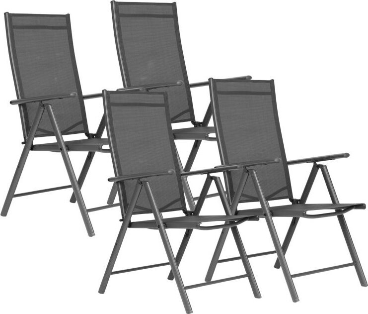 MultiGarden WR1652 Sada skládacích zahradních křesel, ocel, 7 poloh, 4 ks, šedá