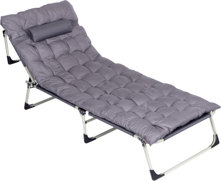 MultiGarden GMFC-20180 Zahradní skládací lehátko, s matrací a polštářem, šedé