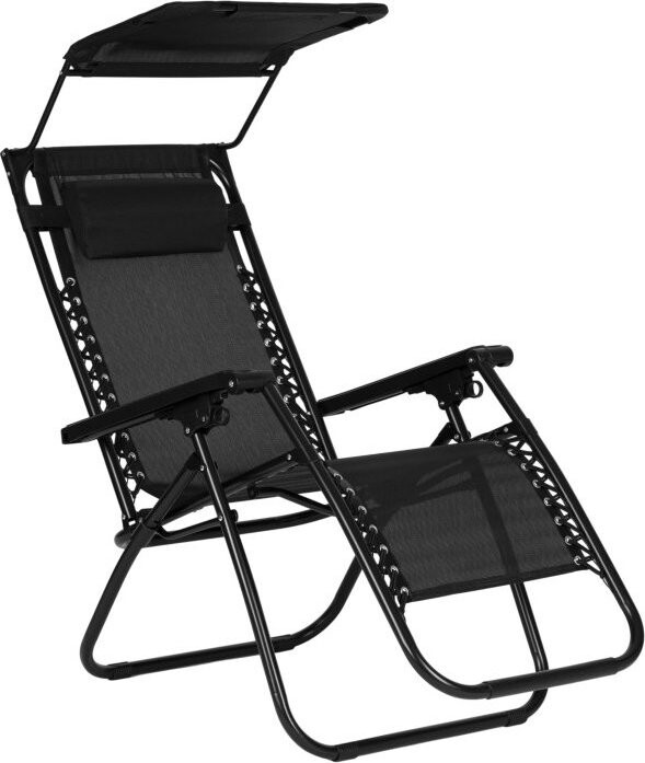 MultiGarden ZRL009-R Zahradní polohovací lehátko se stříškou, černé