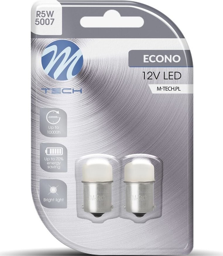 M-Tech BA15s R5W 12 V 9 LED 5 mm biele 2 ks