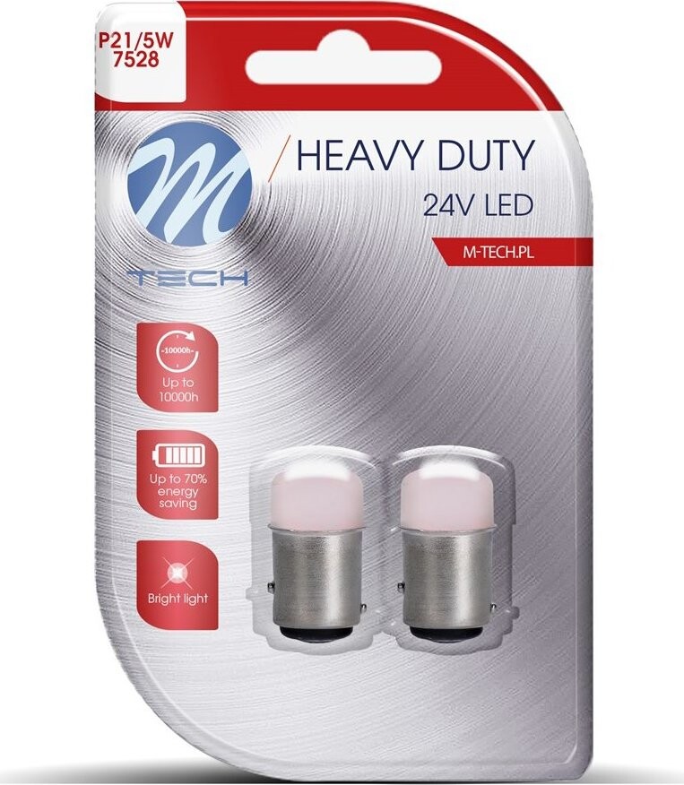 M-Tech HEAVY DUTY BAY15d P21/5W 9 LED 12 V 5 mm červené 2 ks
