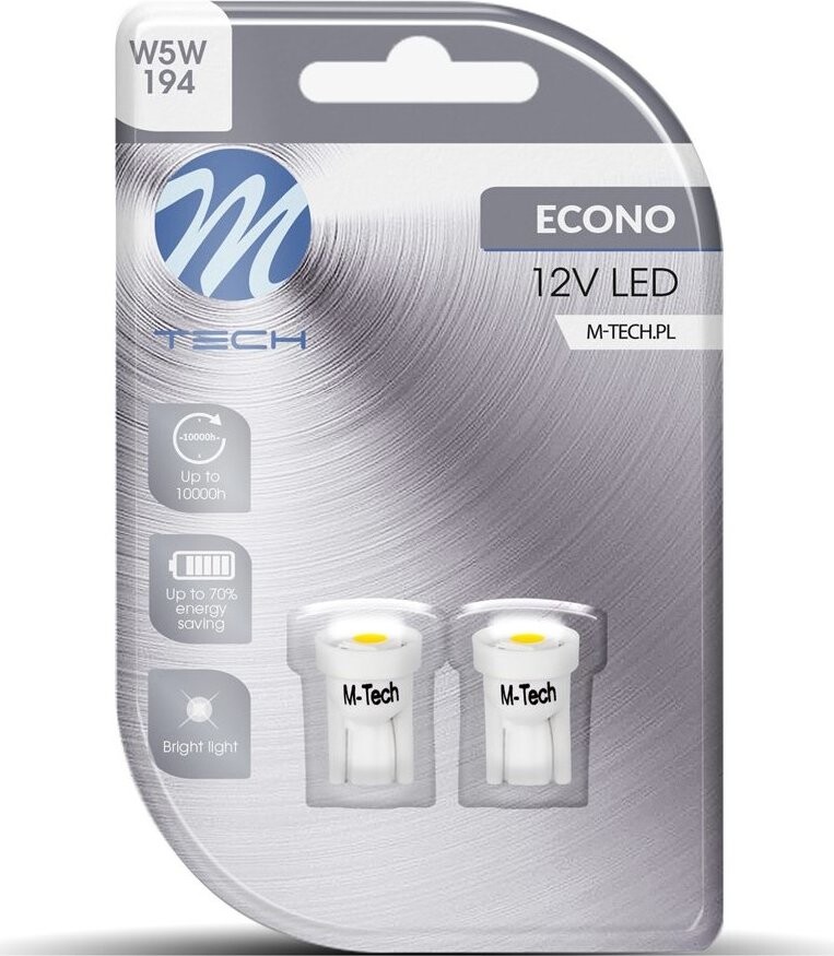 M-Tech W5W W2.1x9.5d 1 LED biele 2 ks