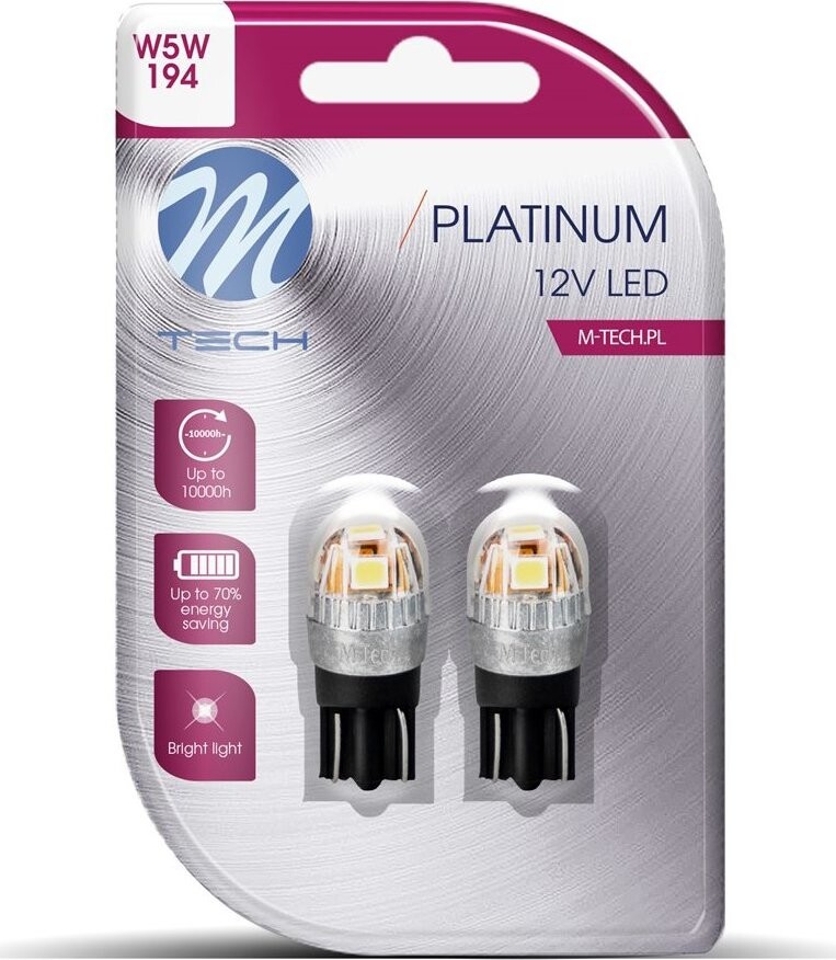M-Tech W5W W2.1x9.5d 5 LED biele 2 ks