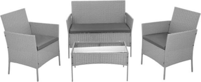 Gardlov 26910 Zahradní nábytek - pohovka, 2 křesla, stolek se sklem, ratan šedý