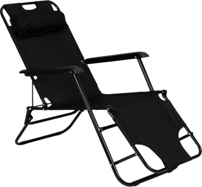 MultiGarden ZRL010 Zahradní lehátko s opěrkou hlavy, skládací, 2v1, černé