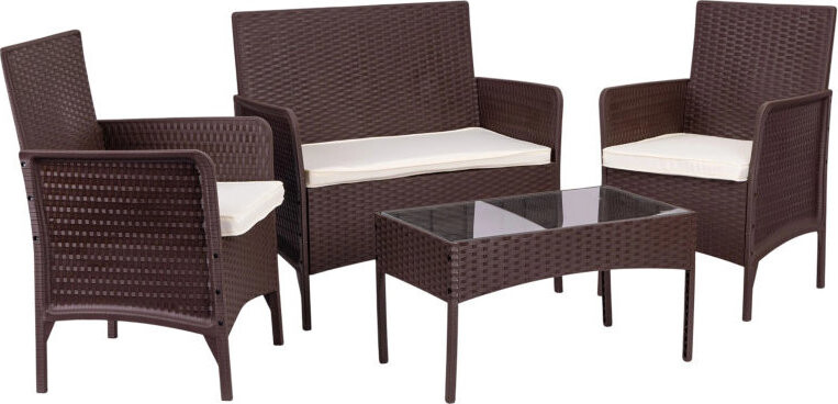 MultiGarden GT-118 Zahradní set 2 křesla, lavice + stolek, tvrzené sklo, hnědý