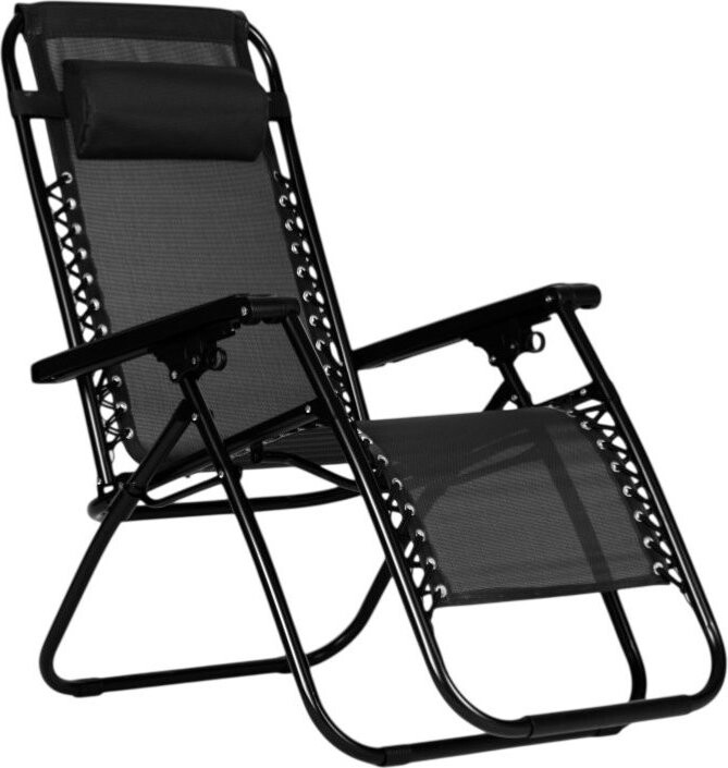 MultiGarden ZRL009 Skládací zahradní lehátko s polštářem ZERO GRAVITY, černé