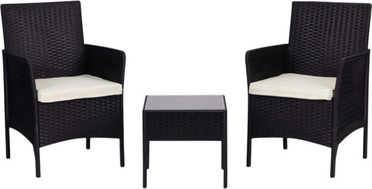 MultiGarden DN602 Zahradní set 2 křesla + stolek, tvrzené sklo, černý