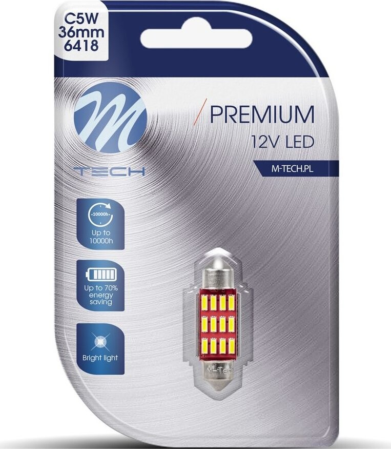 M-Tech C5W 36 mm 10 – 30 V 12 LED CANBUS biele 1 ks