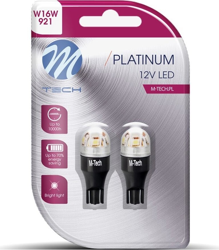M-Tech W16W W2.1x9.5d 12 – 24 V 5 LED biele 2 ks