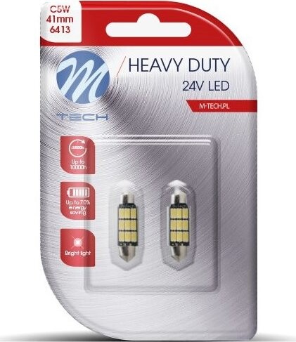 M-Tech HEAVY DUTY C5W 41 mm 9 LED biele 2 ks