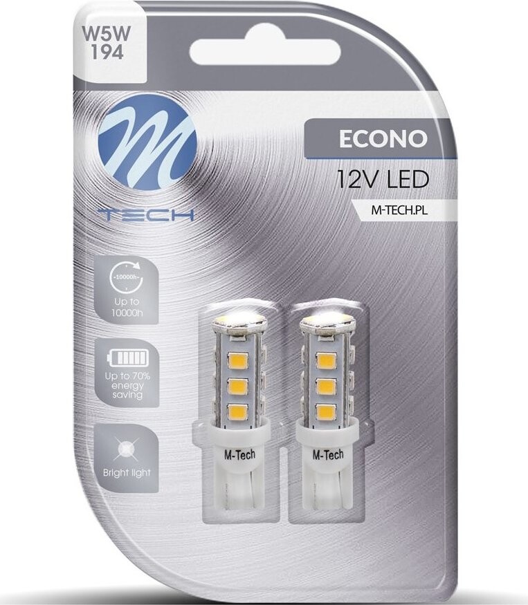 M-Tech W5W W2.1x9.5d 16 LED biele 2 ks