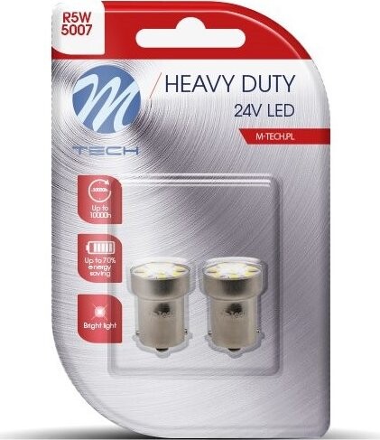 M-Tech HEAVY DUTY BA15s R5W 24 V 8 LED biele 2 ks