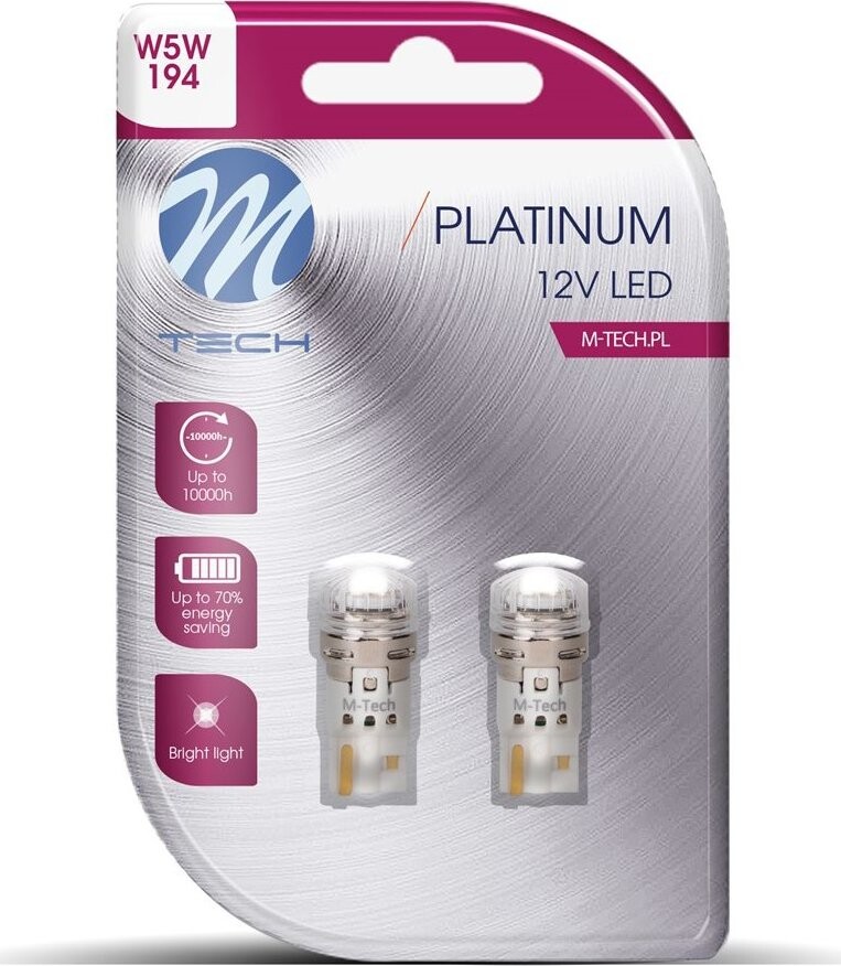 M-Tech W5W W2.1x9.5d 4 LED biele 1 ks