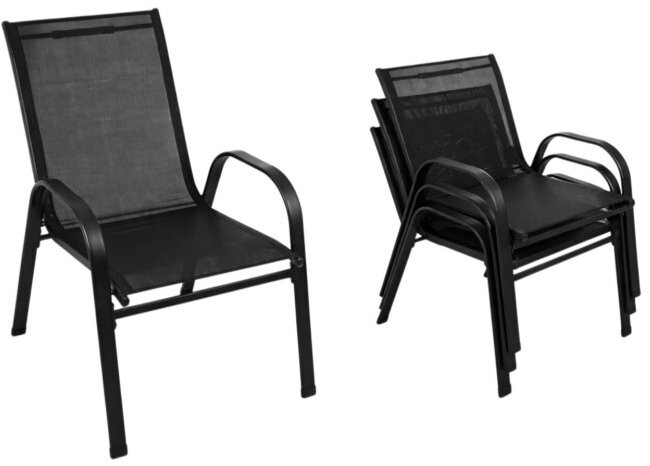 Gardlov 27566 Sada zahradních židlí, stohovatelné, 4 ks, černé