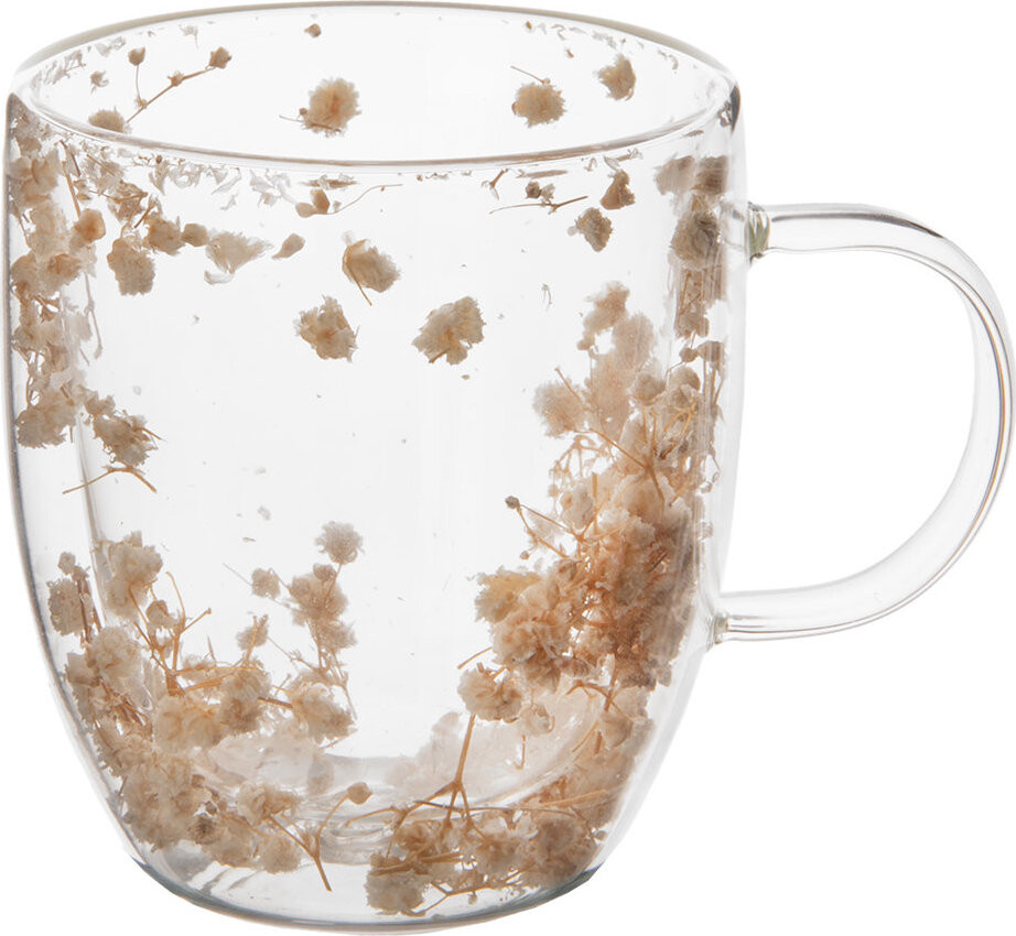 ORION DOUBLE Hrnek 0,35 l dvoustěnné borosil. sklo květy béžový