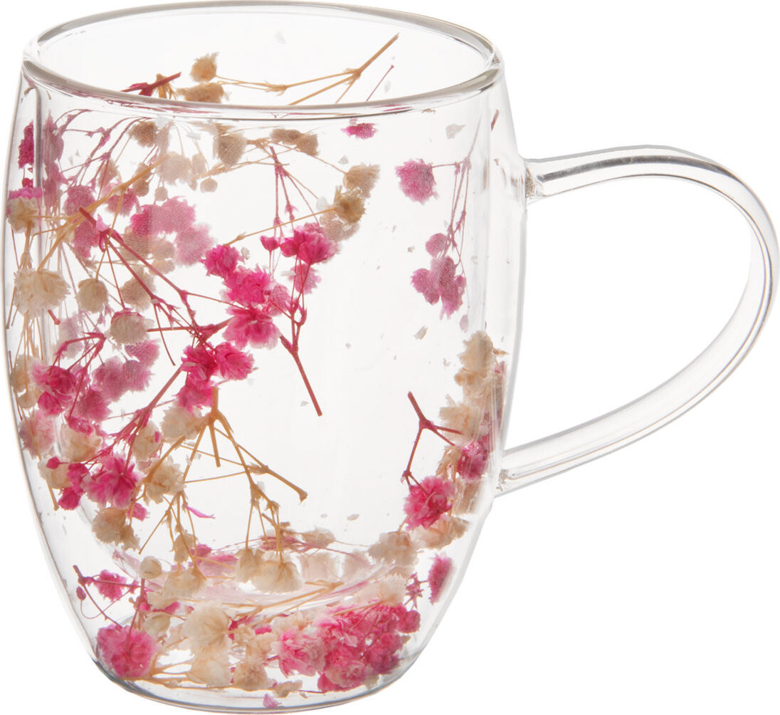 ORION DOUBLE Hrnek 0,36 l dvoustěnné borosil. sklo květy