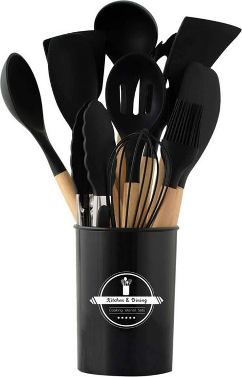 RealG RC-K-737 Sada kuchyňského náčiní, silikon/dřevo, 12 ks