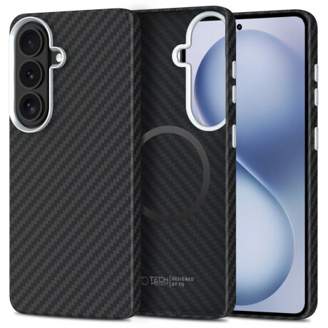 Tech-Protect Ion Carbon MagSafe kryt na Samsung Galaxy S26, čierny / strieborný