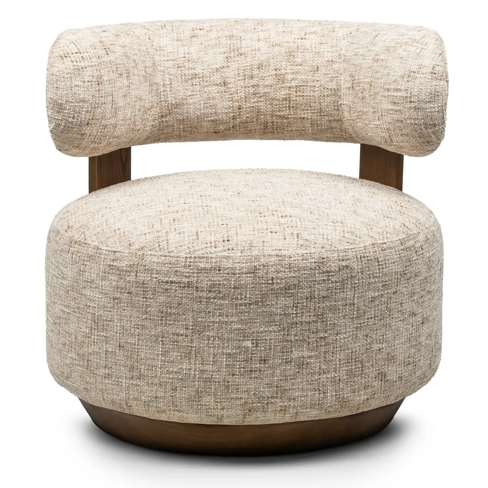 Designové křeslo Dolce béžovo-šedé/ořech