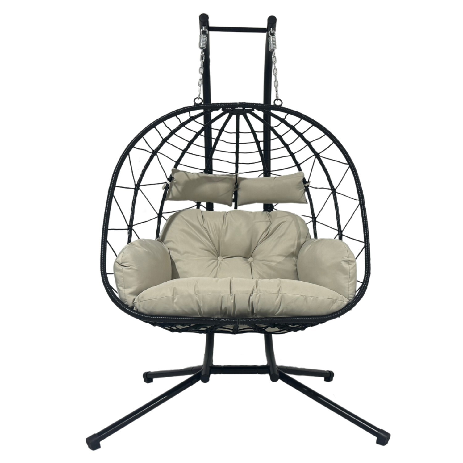 Dvoumístné závěsné skládací houpací křeslo Luvo černé