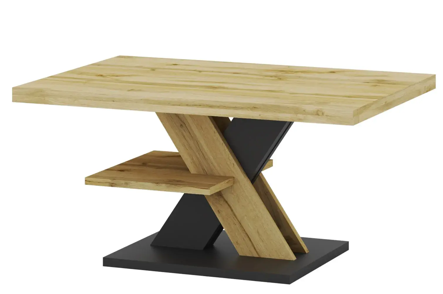 Konferenční stolek Cross 90 cm dub Wotan/černý