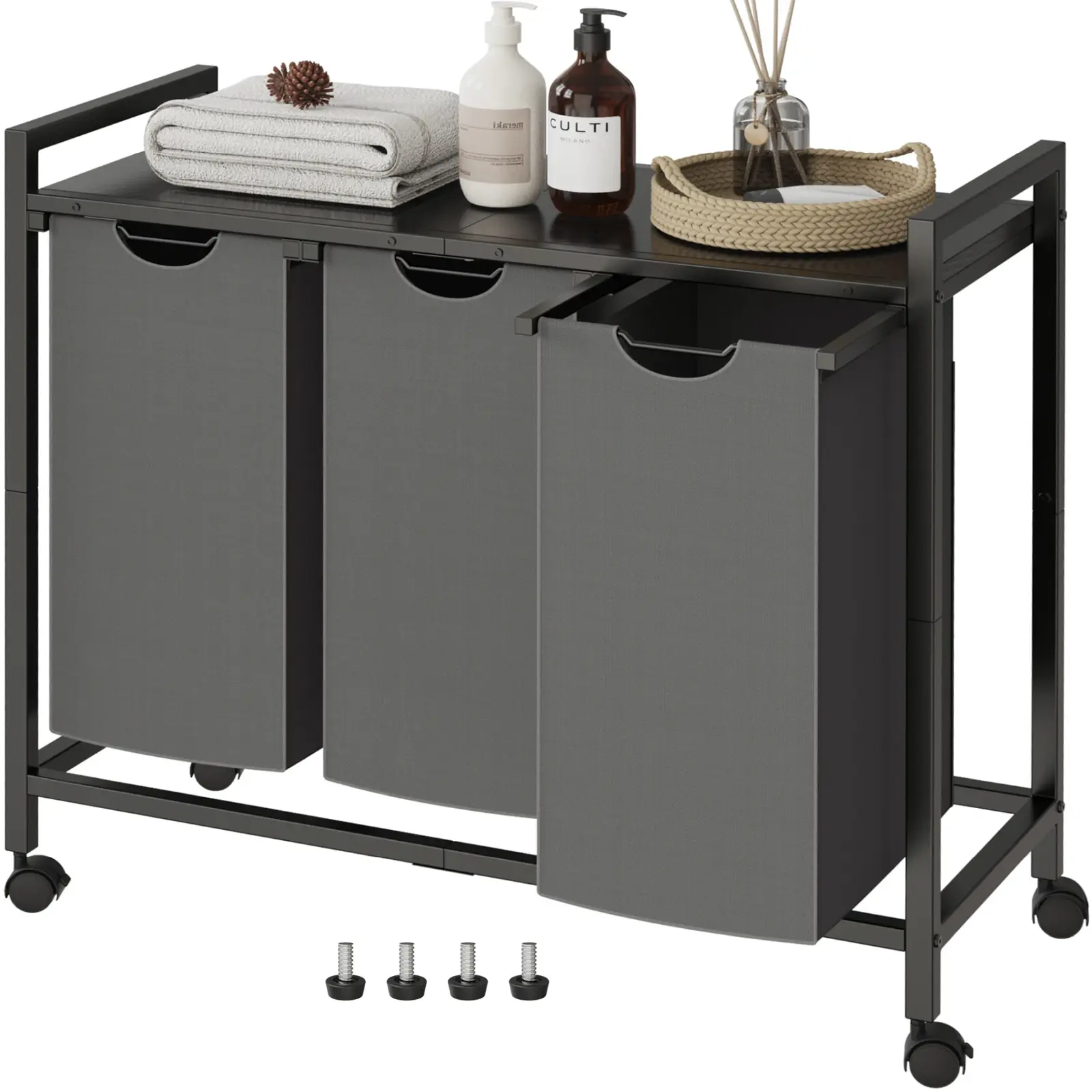 Koš na prádlo Houseland Endy 120 l šedý/černý