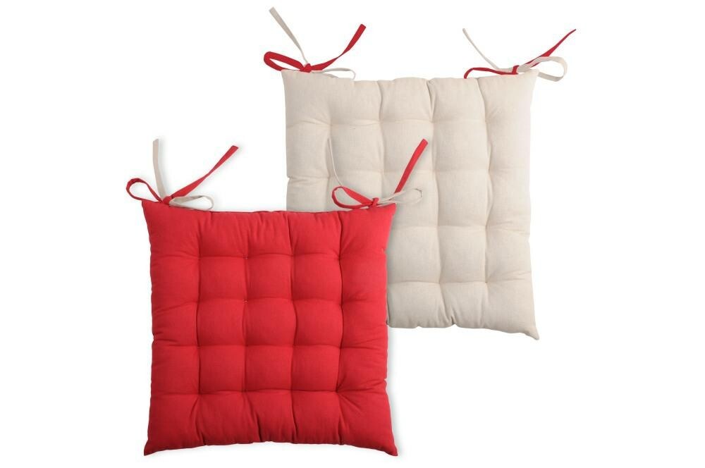 Oboustranný podsedák na židli Duo 40x40 cm červený/béžový