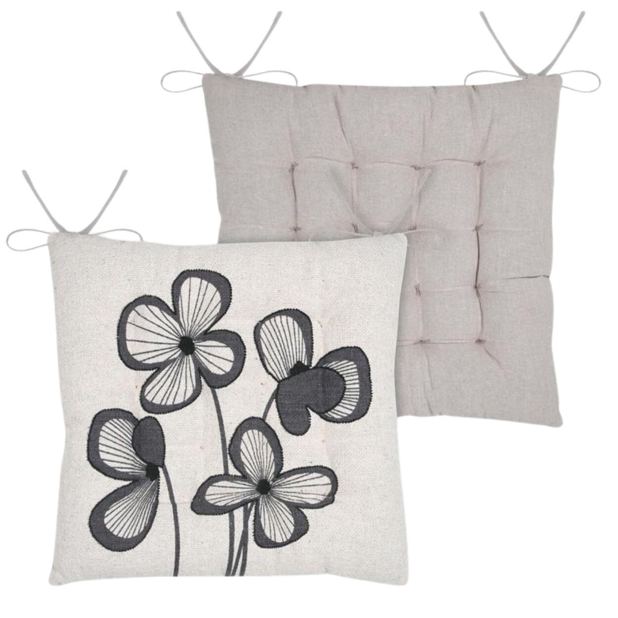 Oboustranný podsedák na židli Tilda 38x38 cm bílý/šedý