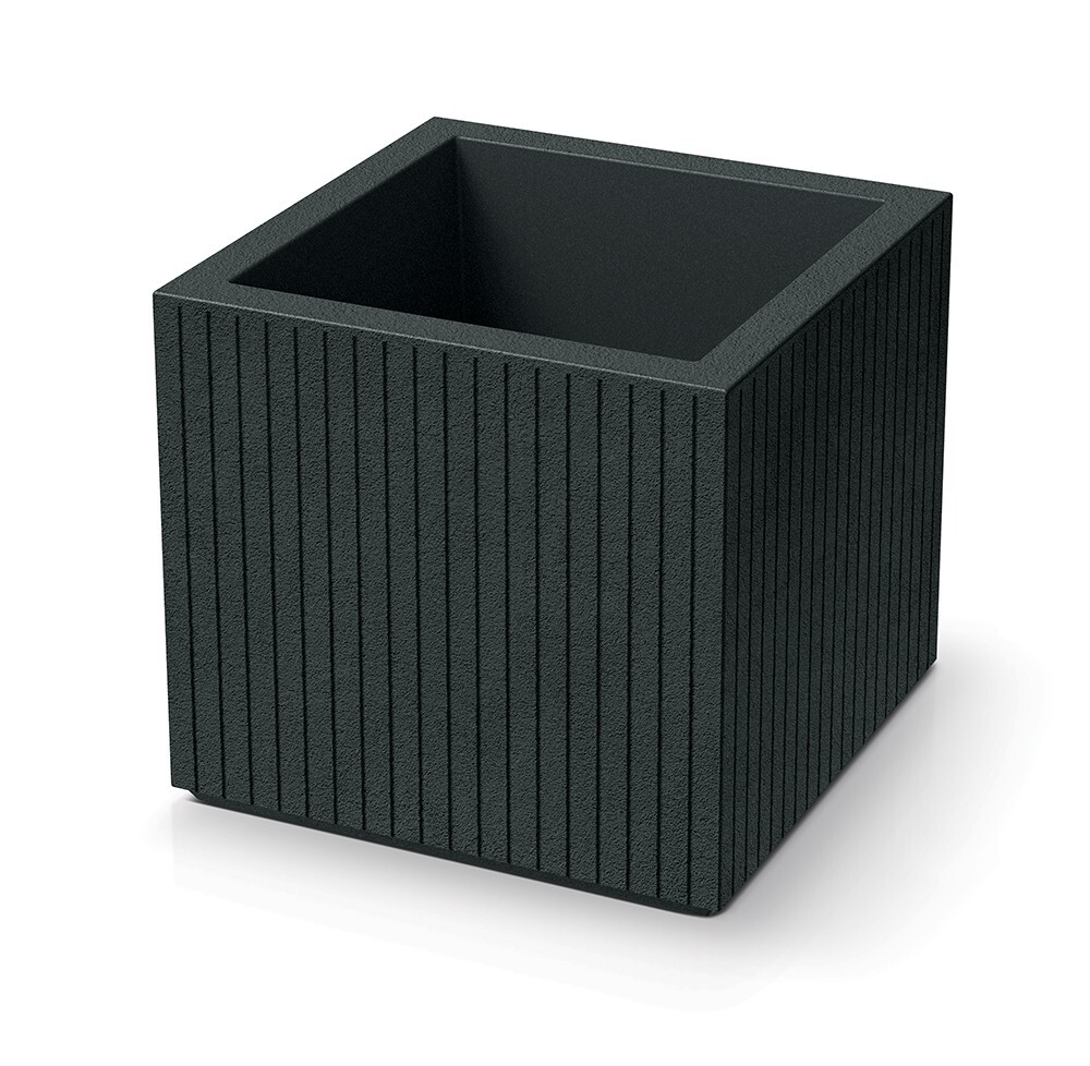 Plastový květináč COROS SQUARE tmavě šedý