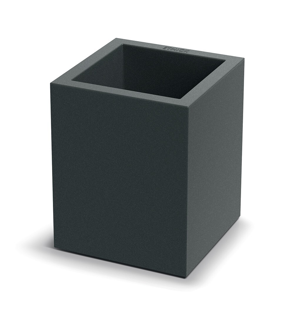 Plastový květináč CUBLASO SQUARE MIDL 29 cm tmavě šedý