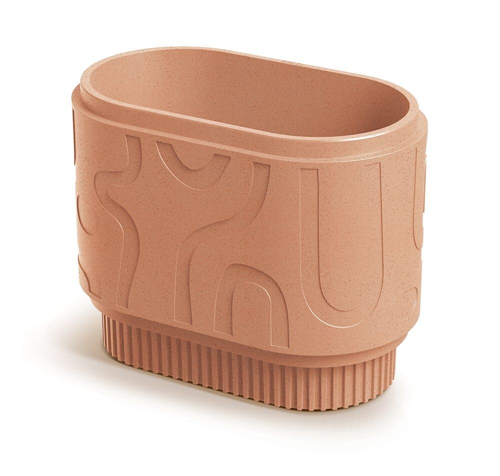 Plastový květináč FOLKAS ROUNDOS CASE terakota