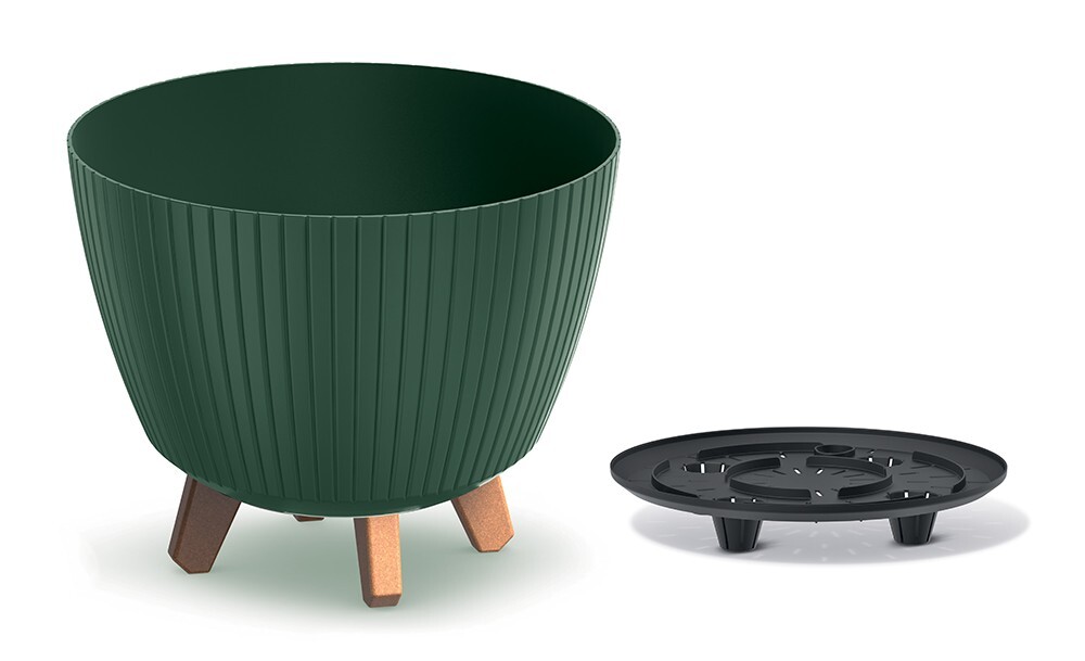 Plastový květináč LAMIAL tmavě zelený