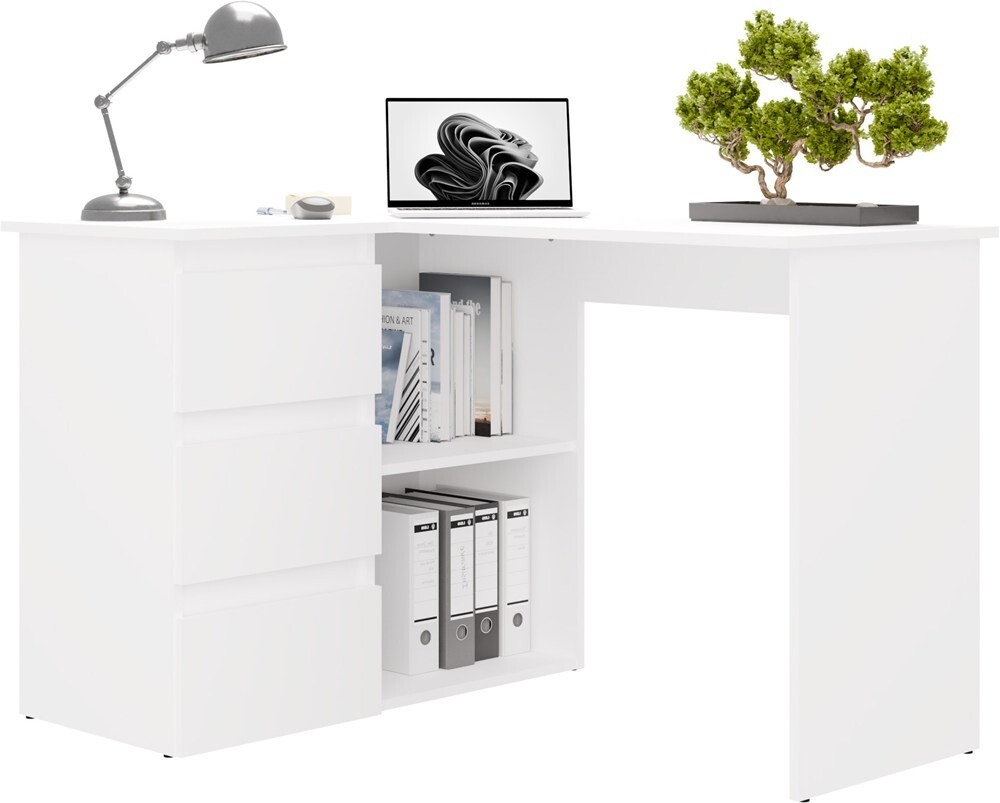 Rohový psací stůl Nicea levý bílý