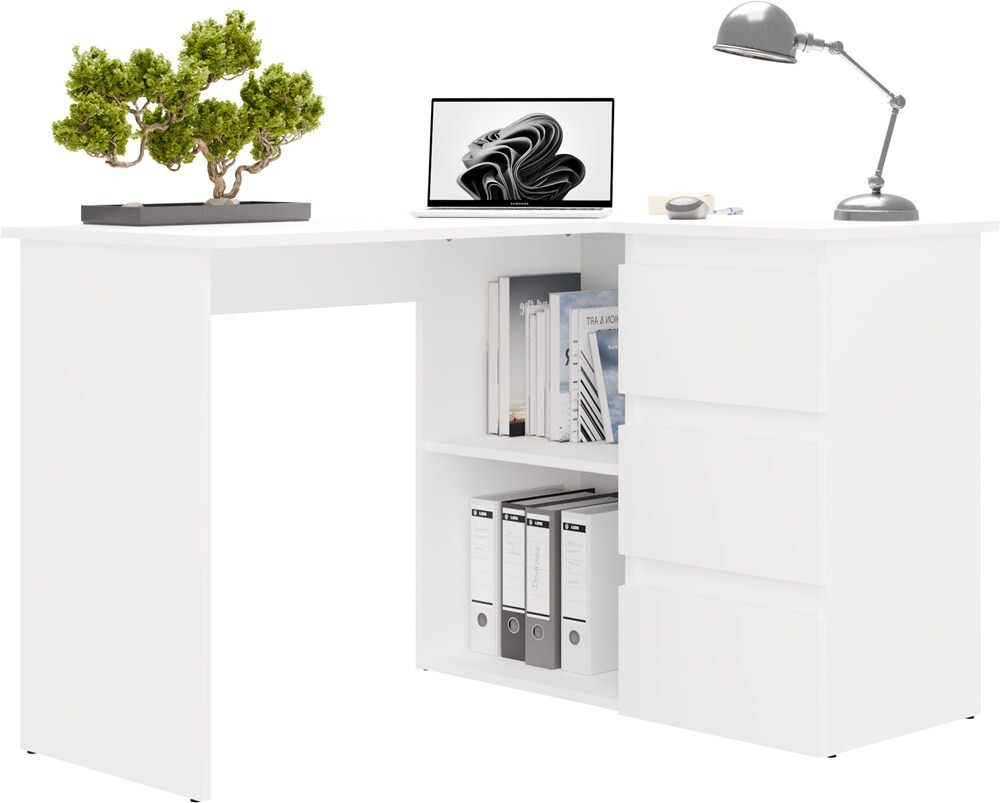 Rohový psací stůl Nicea pravý bílý