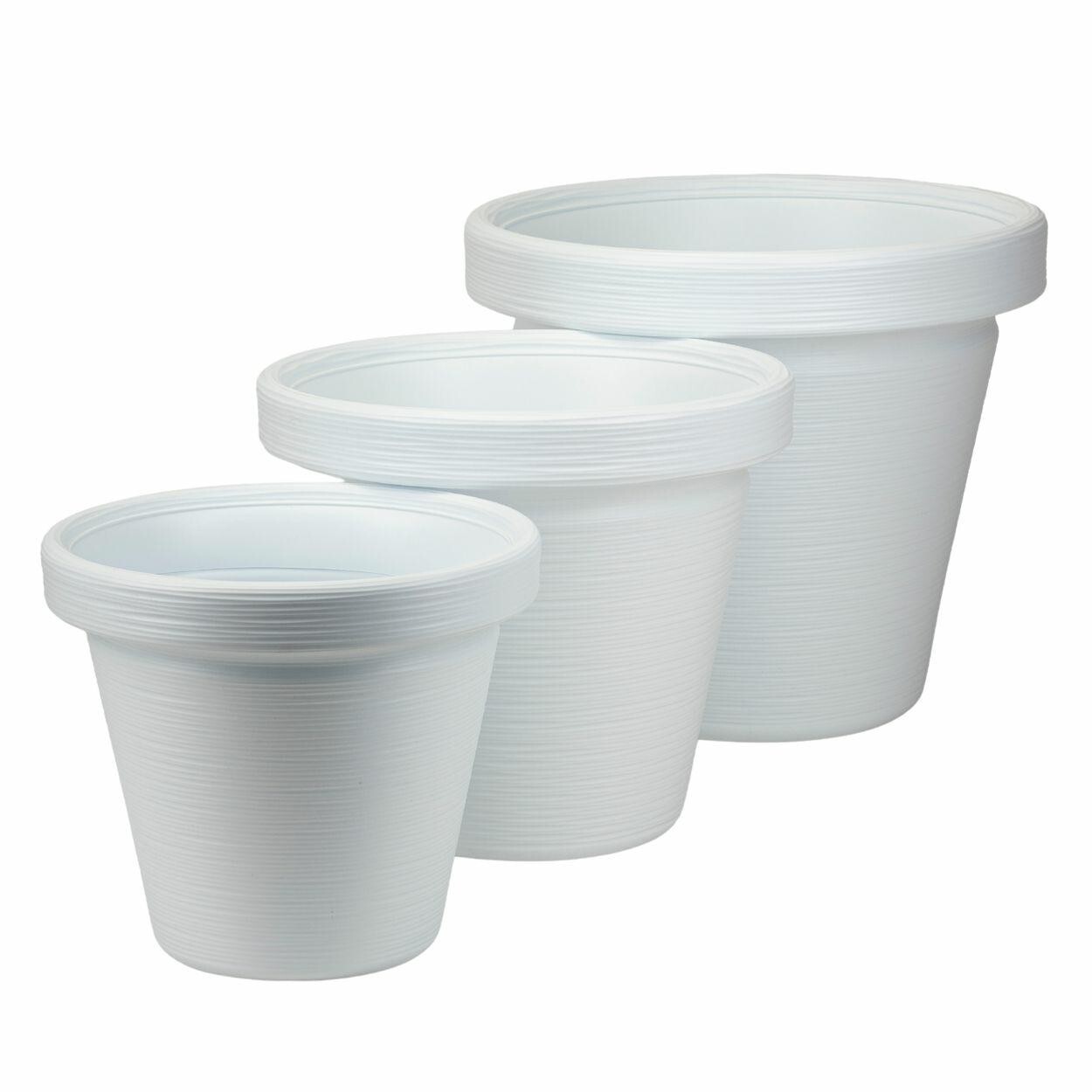 Sada 3 ks květináčů SRTIA RIFLO 47,9x55/40x46/33,9x39 cm bílá