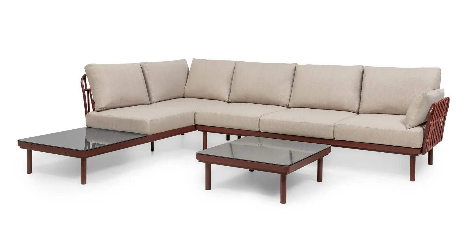 Sada zahradního nábytku Amarello pro 5 osob béžová/vínová