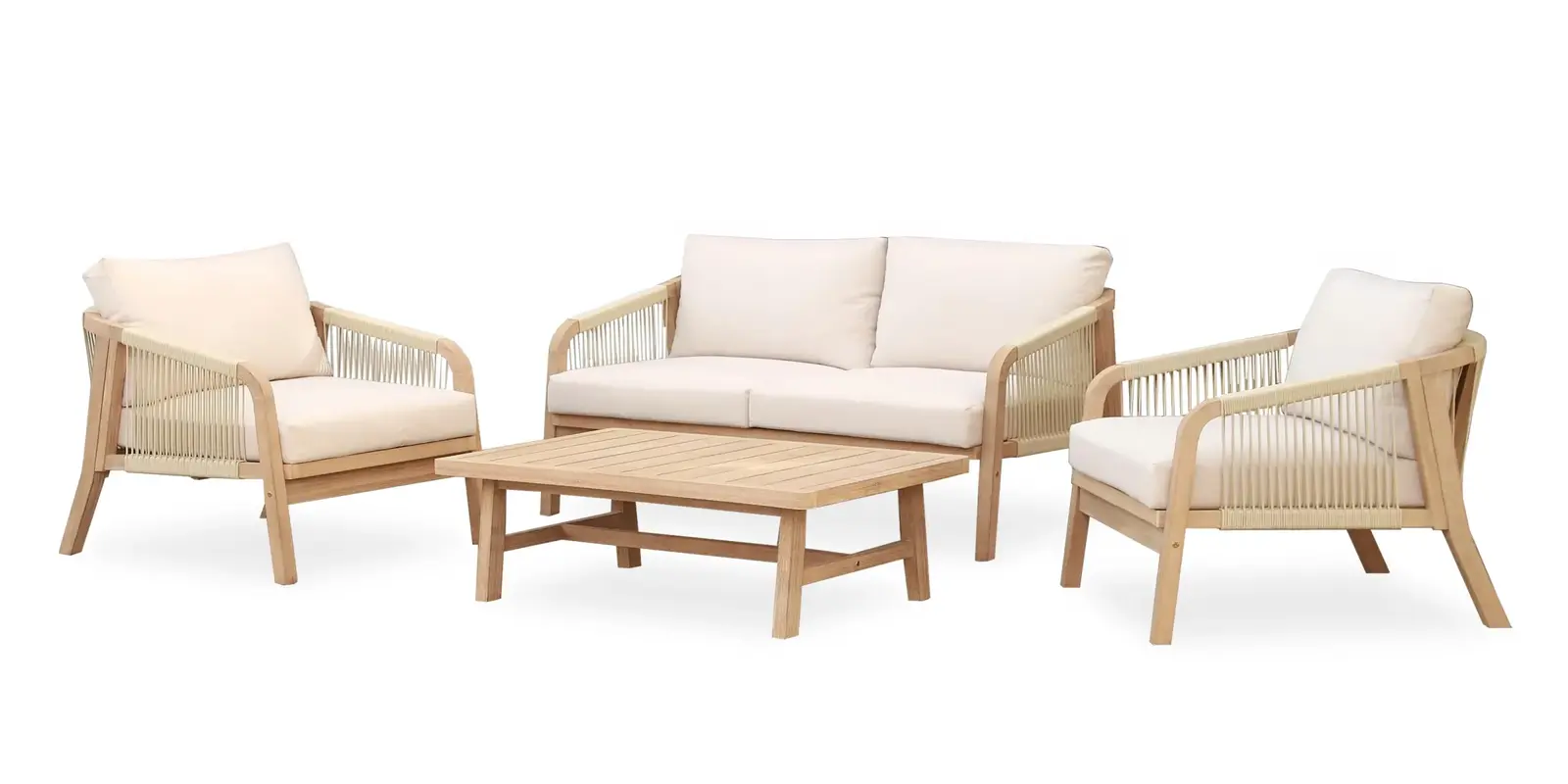 Sada zahradního nábytku Castello pro 4 osoby z masivu akáciové dřevo/béžová