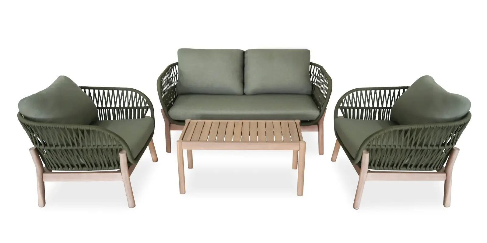 Sada zahradního nábytku Fiorentino pro 5 osob z masivu akáciové dřevo/zelená